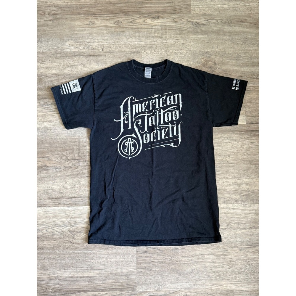 American Tattoo Society T-Shirt Black Graphic Tee Fort Bragg NC Mens Medium M